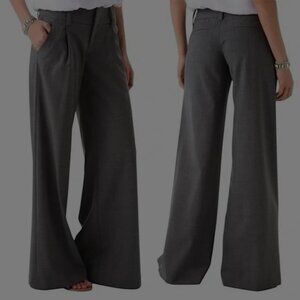 ALICE + OLIVIA Pants Womens 2 Gray Eric Wide Leg Wool Flare Dressy Work USA